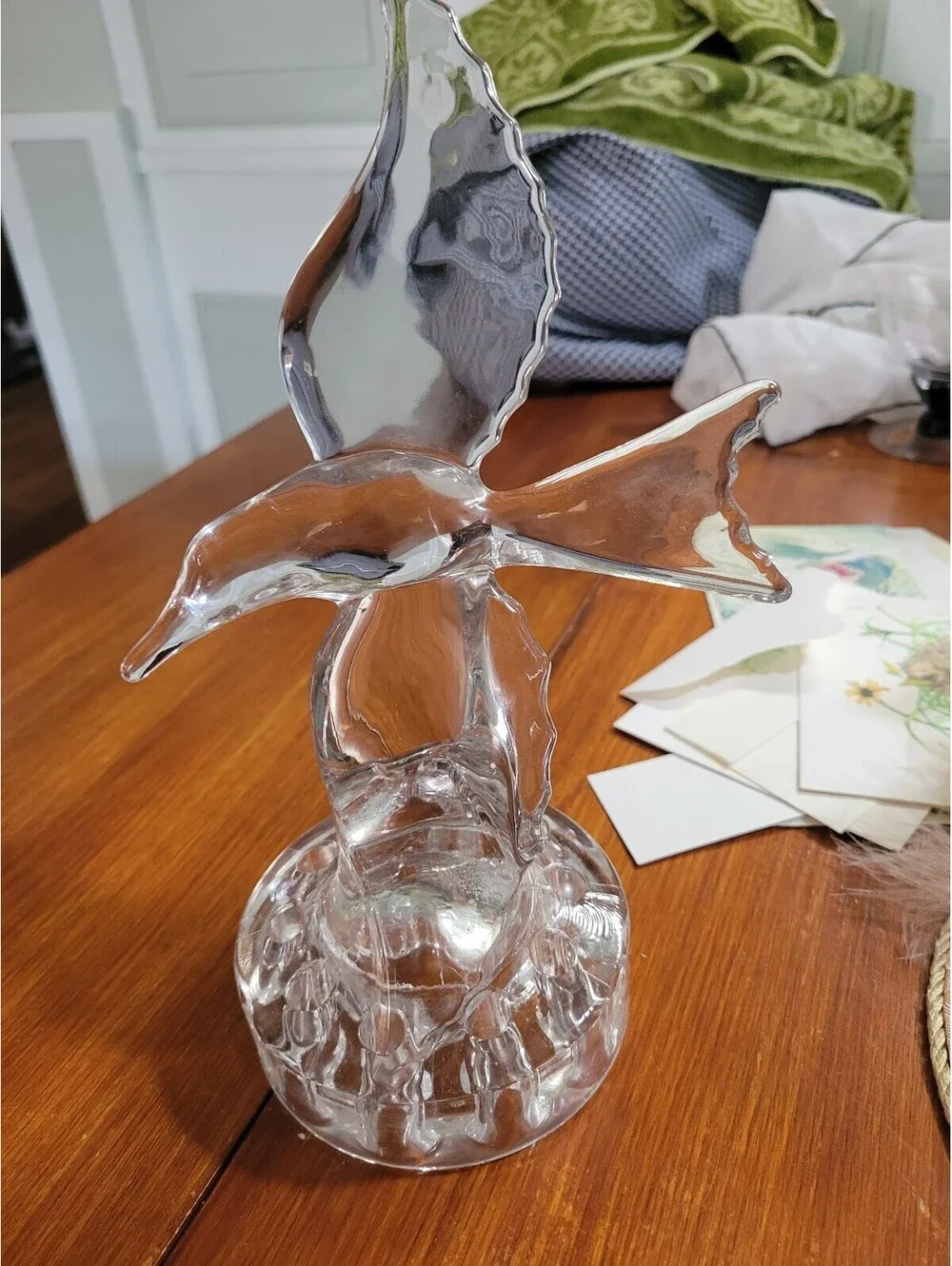 Cambridge glass bird flower frog. Perfect condition 10x5 1/2”